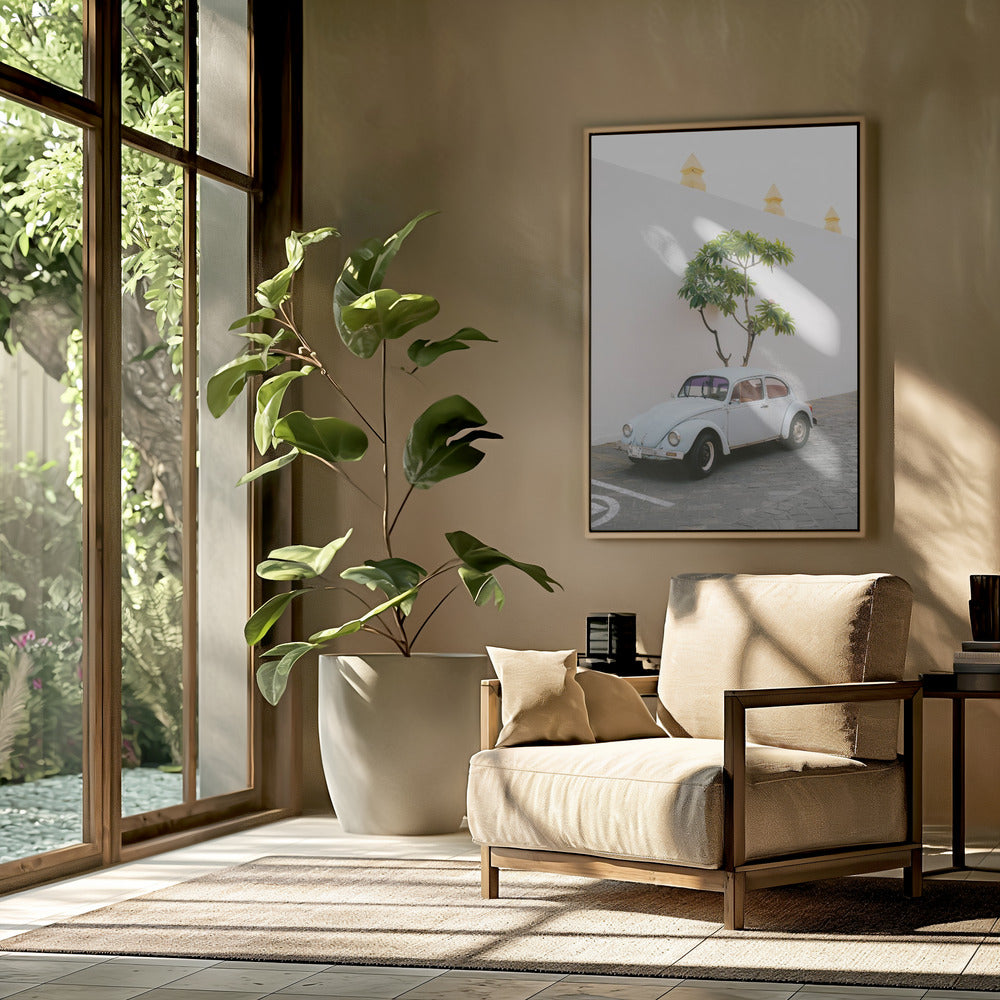 Pastel Volskwagen Beetle in the streets of Oaxaca Mexico | Poster