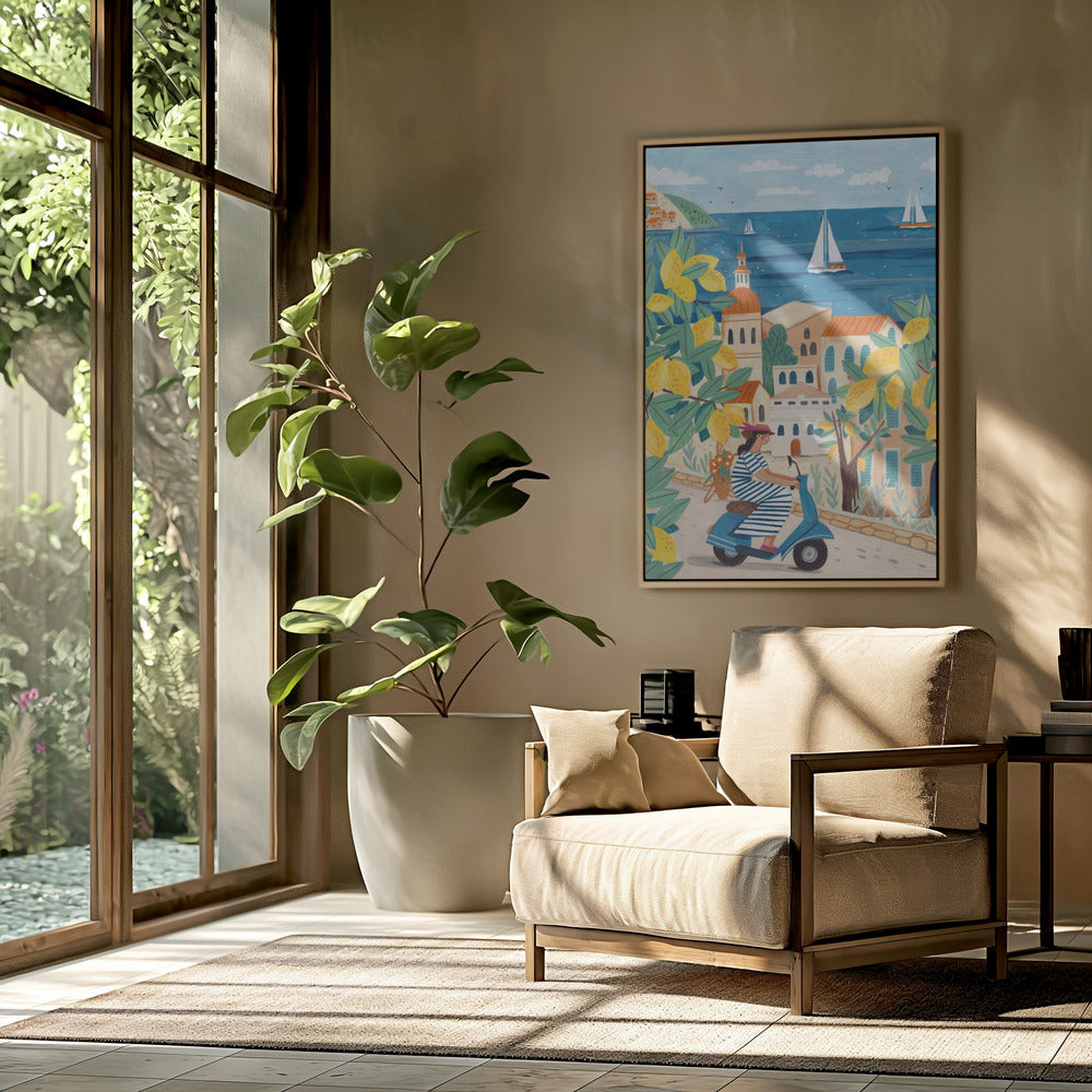 Travel poster woman on the Amalfi coast, Italy | Poster