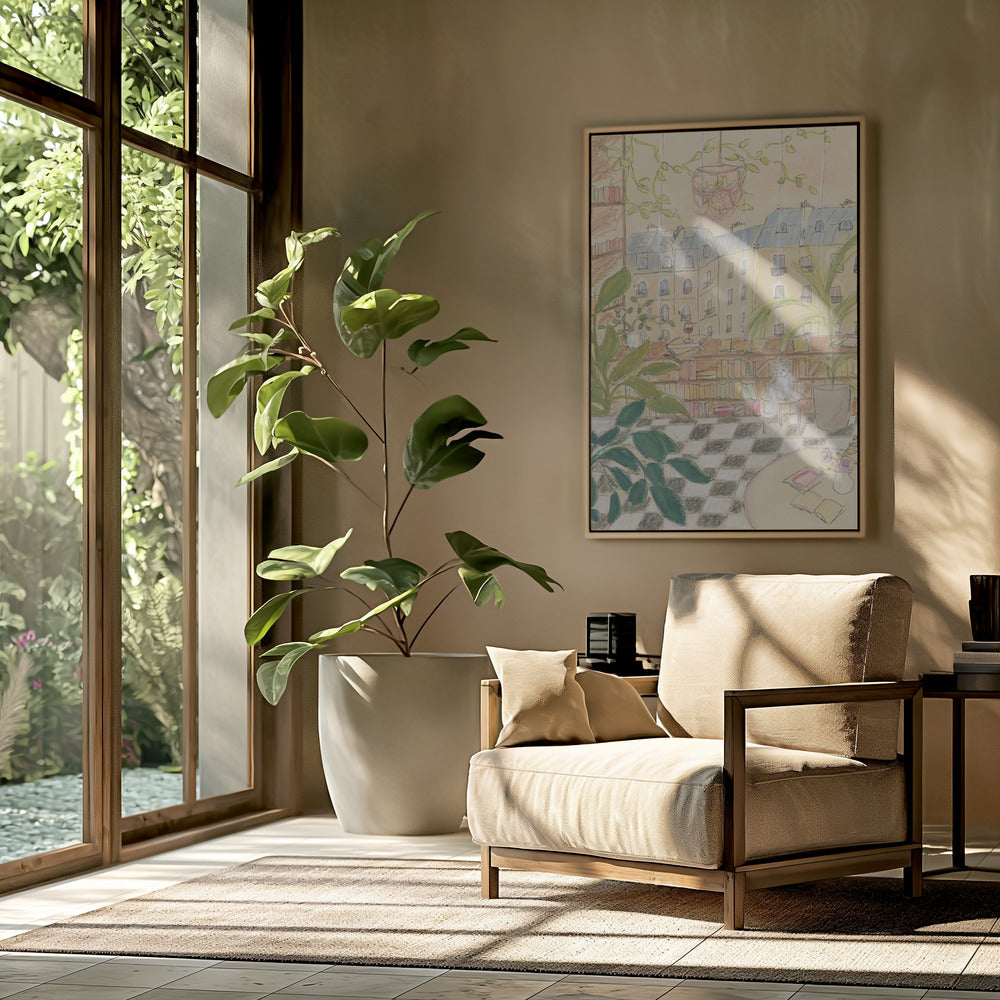 Antique Parisian Book Store Cat | Poster