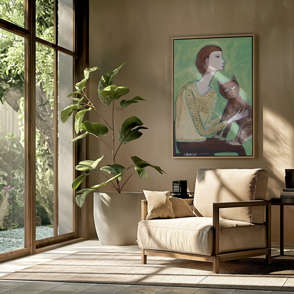 Woman with cat | Poster