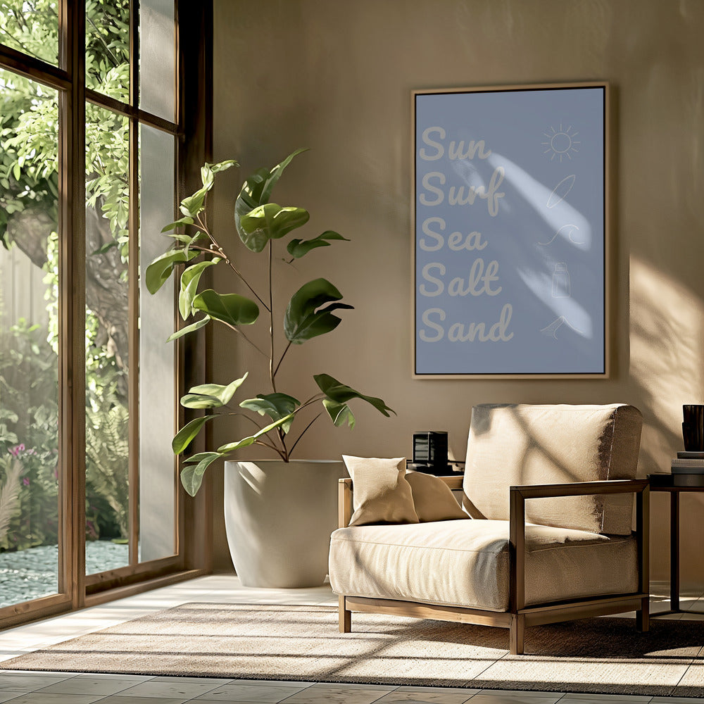 Sun Surf Sea Salt Sand Light Blue | Poster