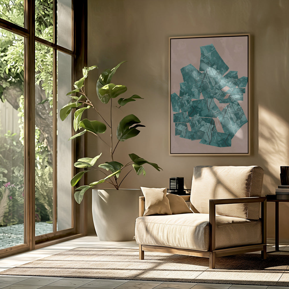 Green Geometric Shapes With Textured Patterns | Poster