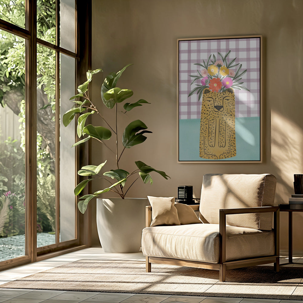 Leopard Shape Vase with Flower | Poster