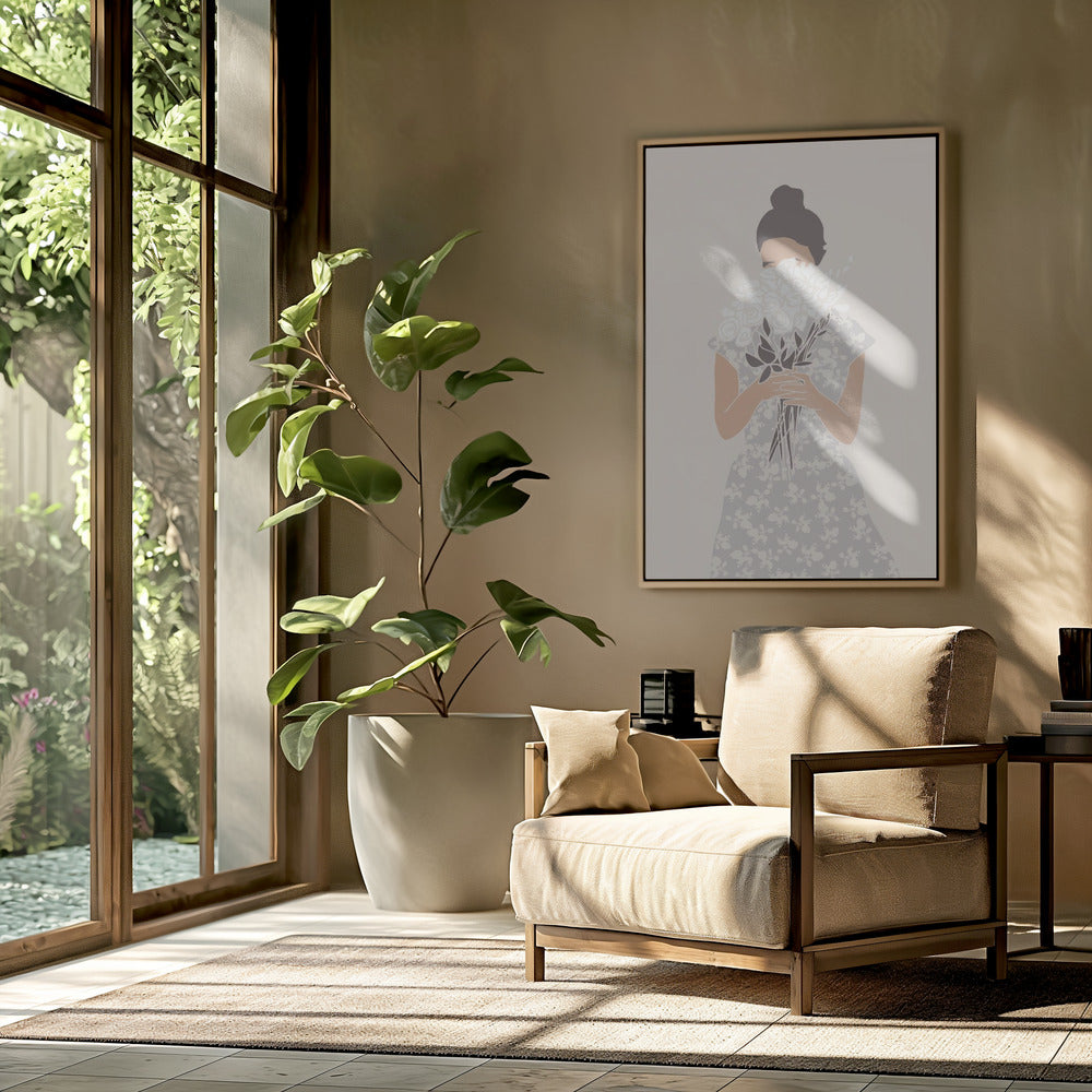 Girl With Flower Bouquet | Poster
