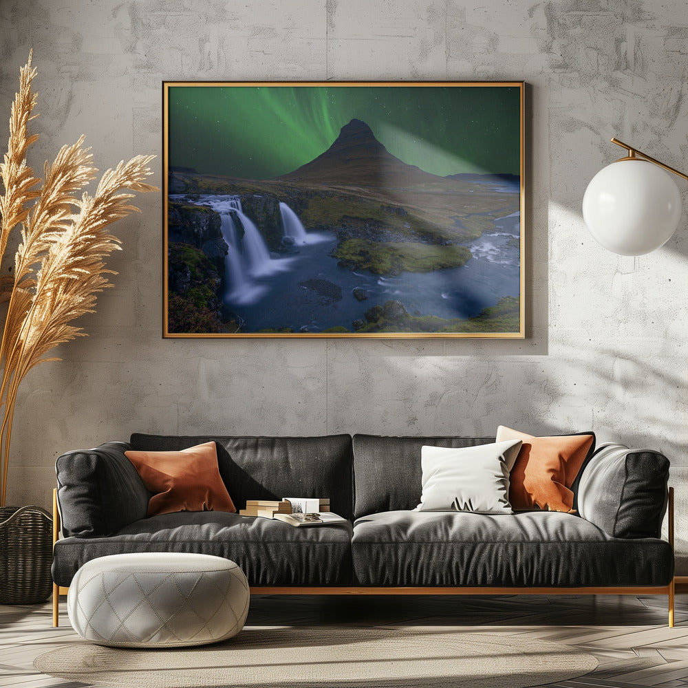 Kirkjufell... Under a boreal green sky | Poster