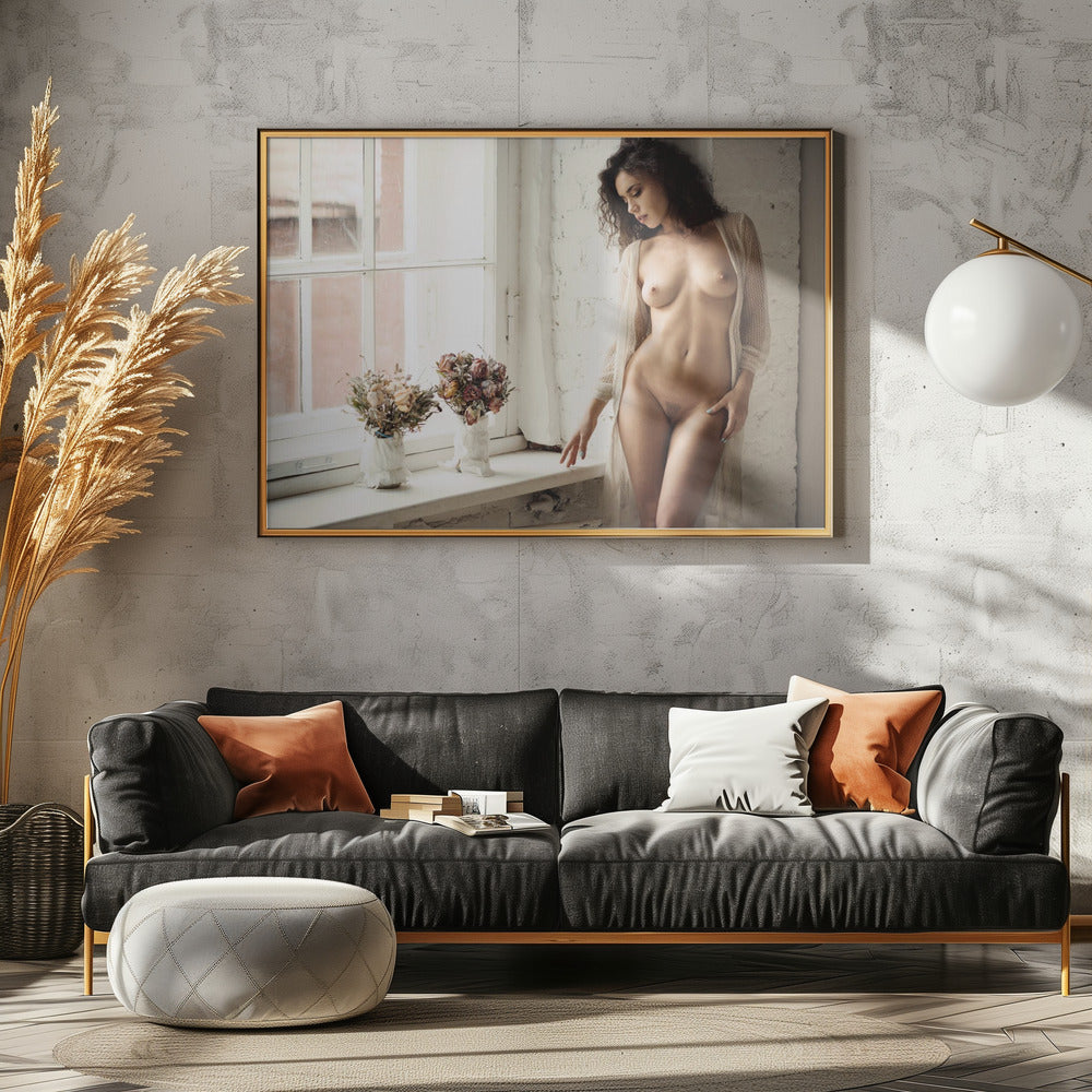 Retrato con flores | Poster