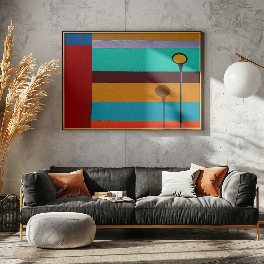 Lamp and striped wall | Canvas