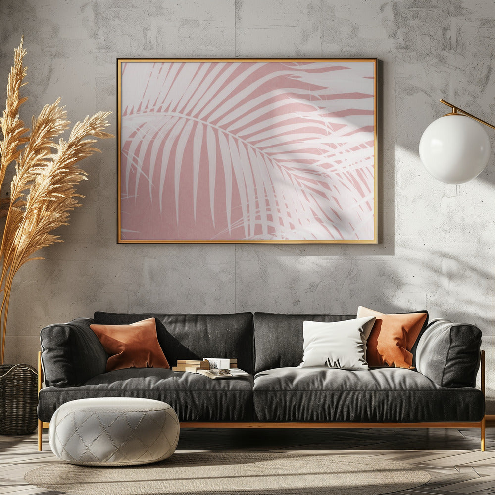 Palm Leaves On Pink Silhouette IV | Canvas