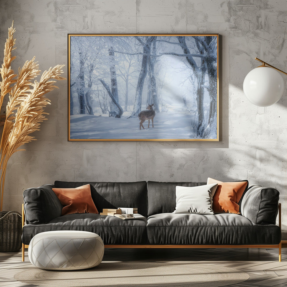 The Sika Deer in the Snowy Forest | Poster