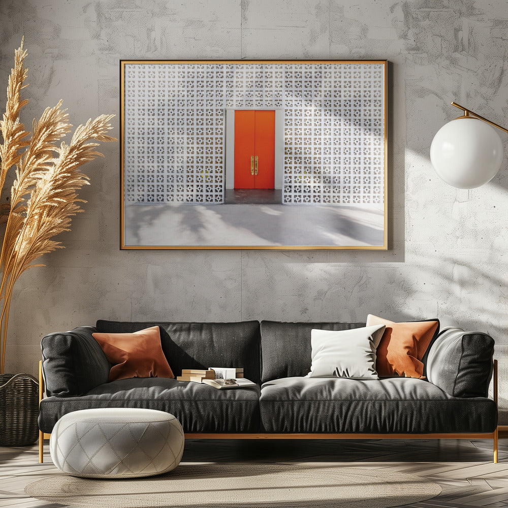 Parker Orange Doors and Breezeblock Wall | Poster