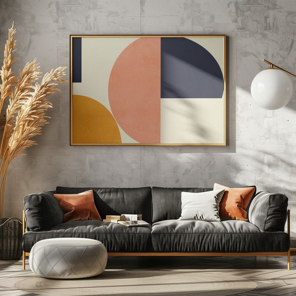 Rainbow Plus Shapes  Blue Mustard2 | Canvas