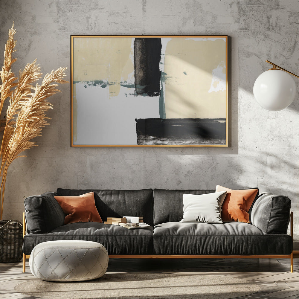 Neutral & Black Art Print No 1 | Canvas