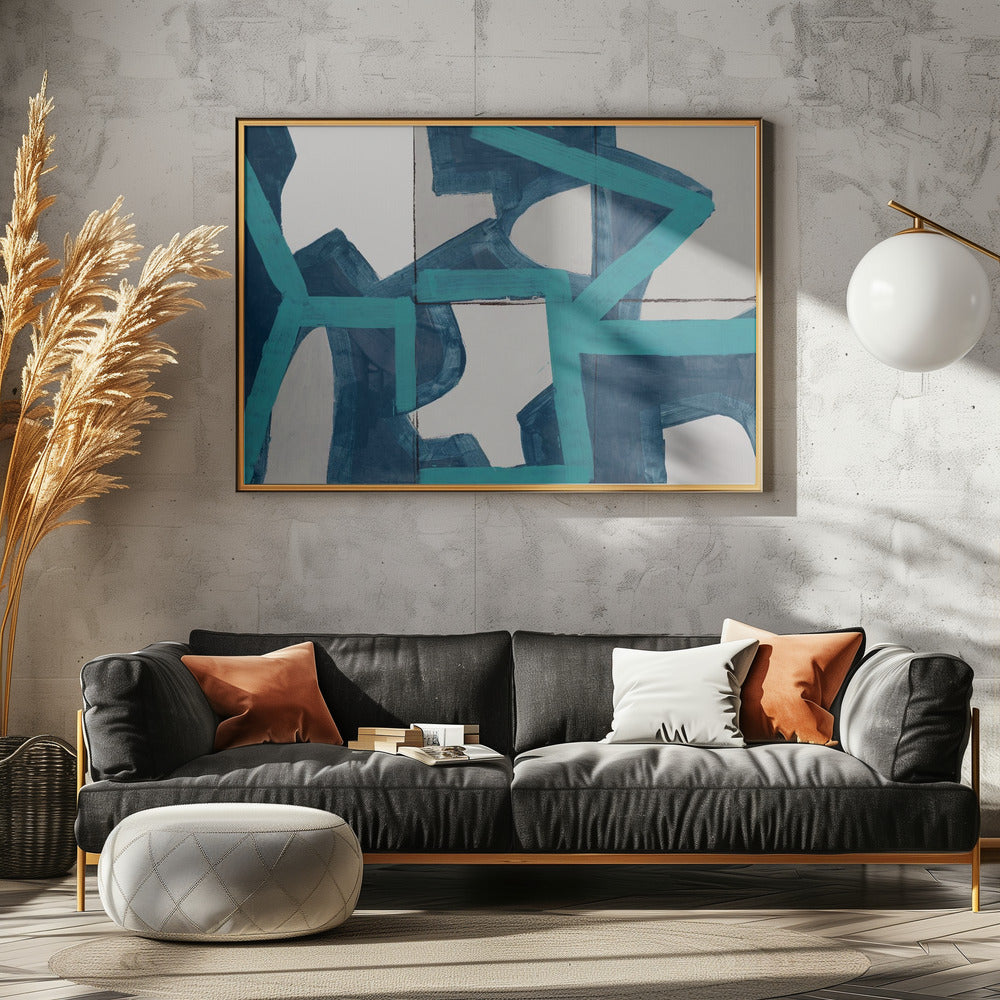 Metric Blue Abstract Art Print | Canvas