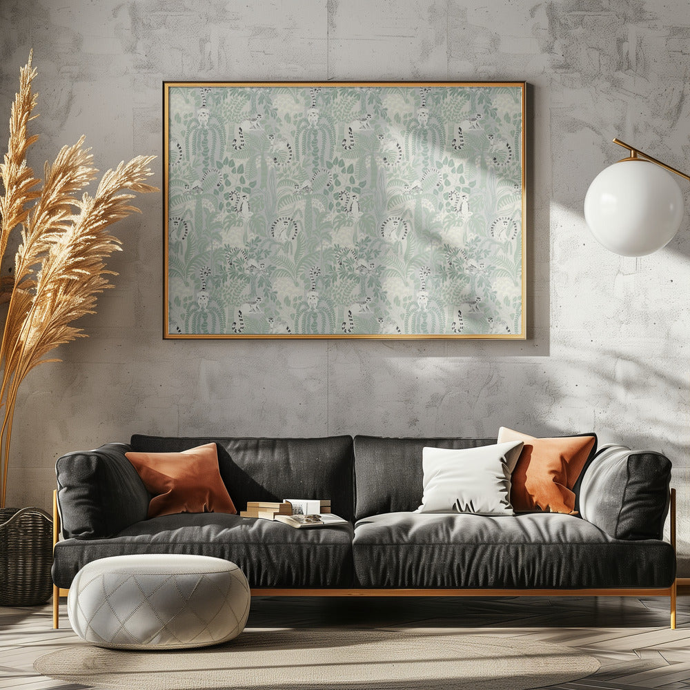 Jungle adventure soft sage green pattern | Canvas