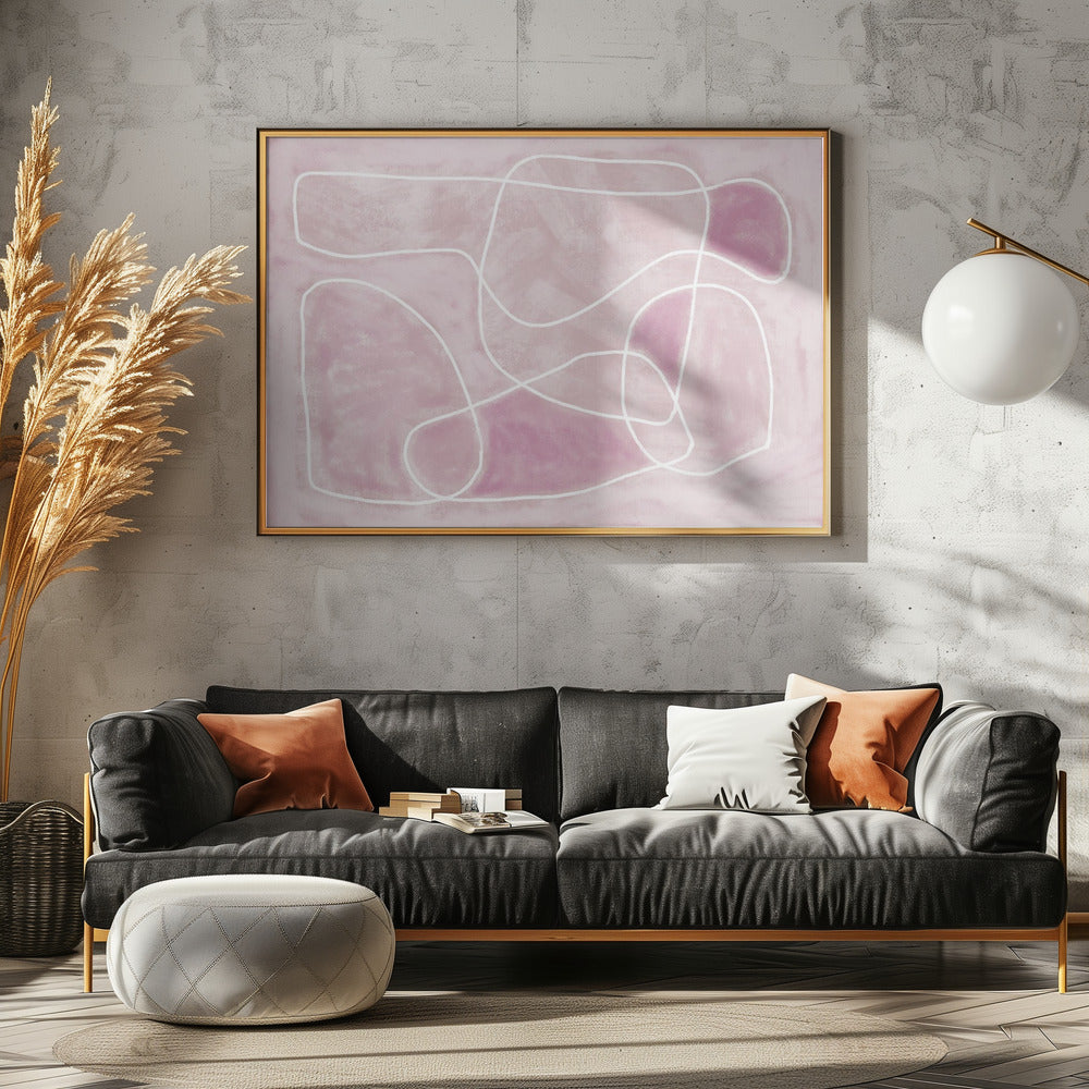 Pastel pink line drawing | Canvas