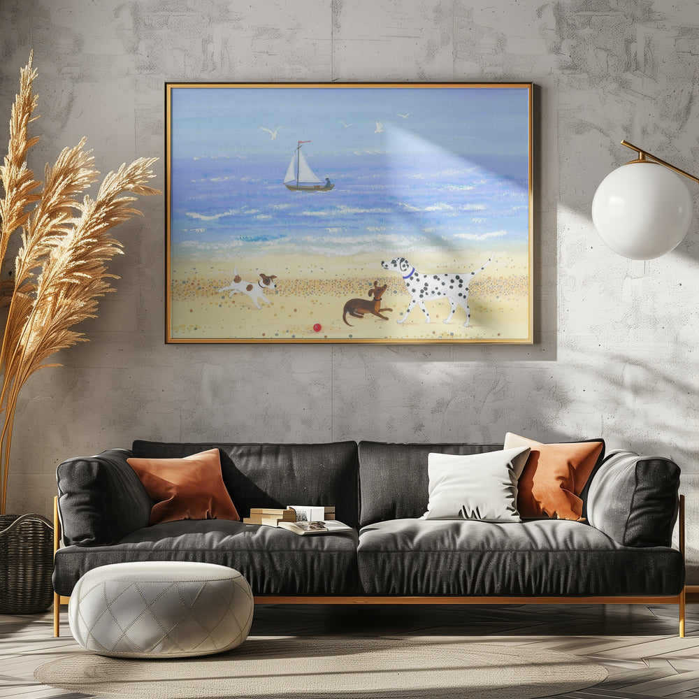 Doggy Plays On the Beach | Canvas