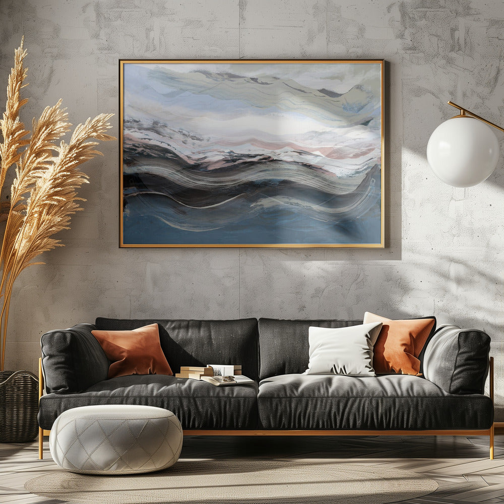 Abstract Landscape Waves Blue | Canvas