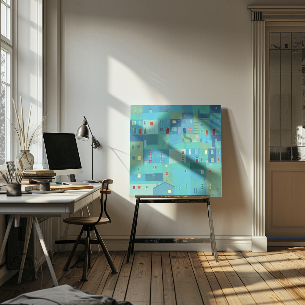 Blue Town From The Steps | Canvas