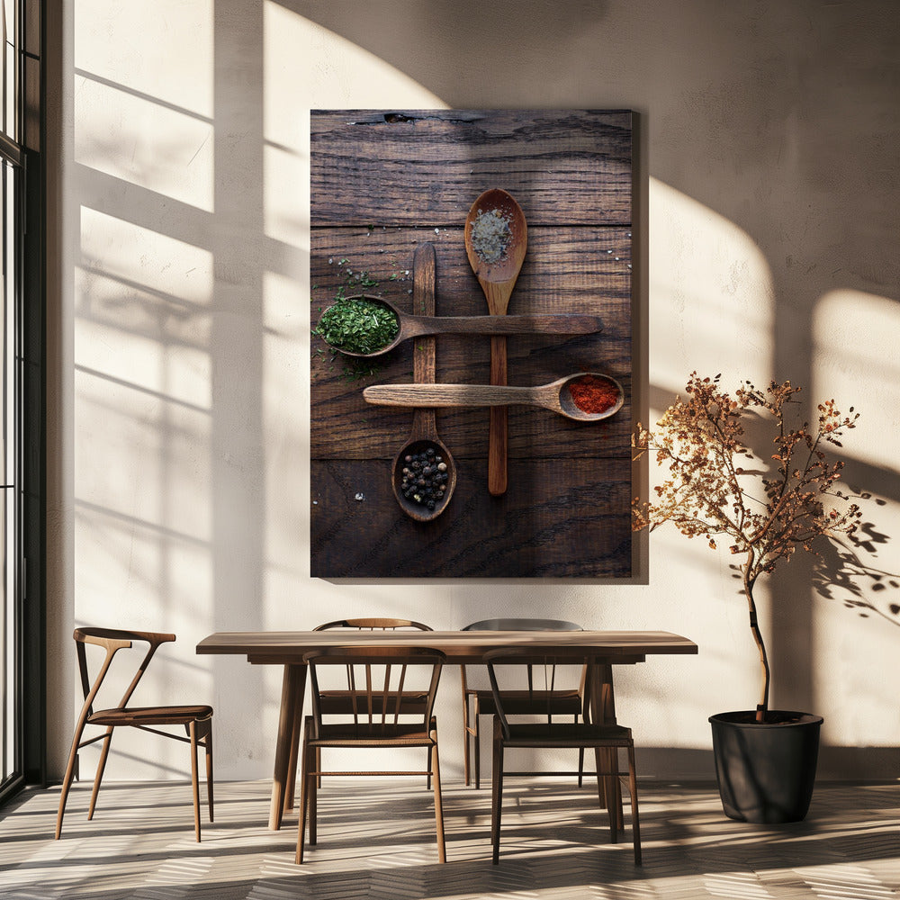 Wooden Spoons With Colorful Spices | Canvas
