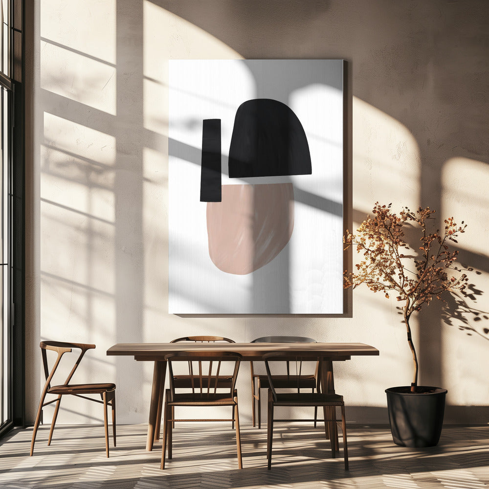 Black and Beige Abstract Shapes | Canvas
