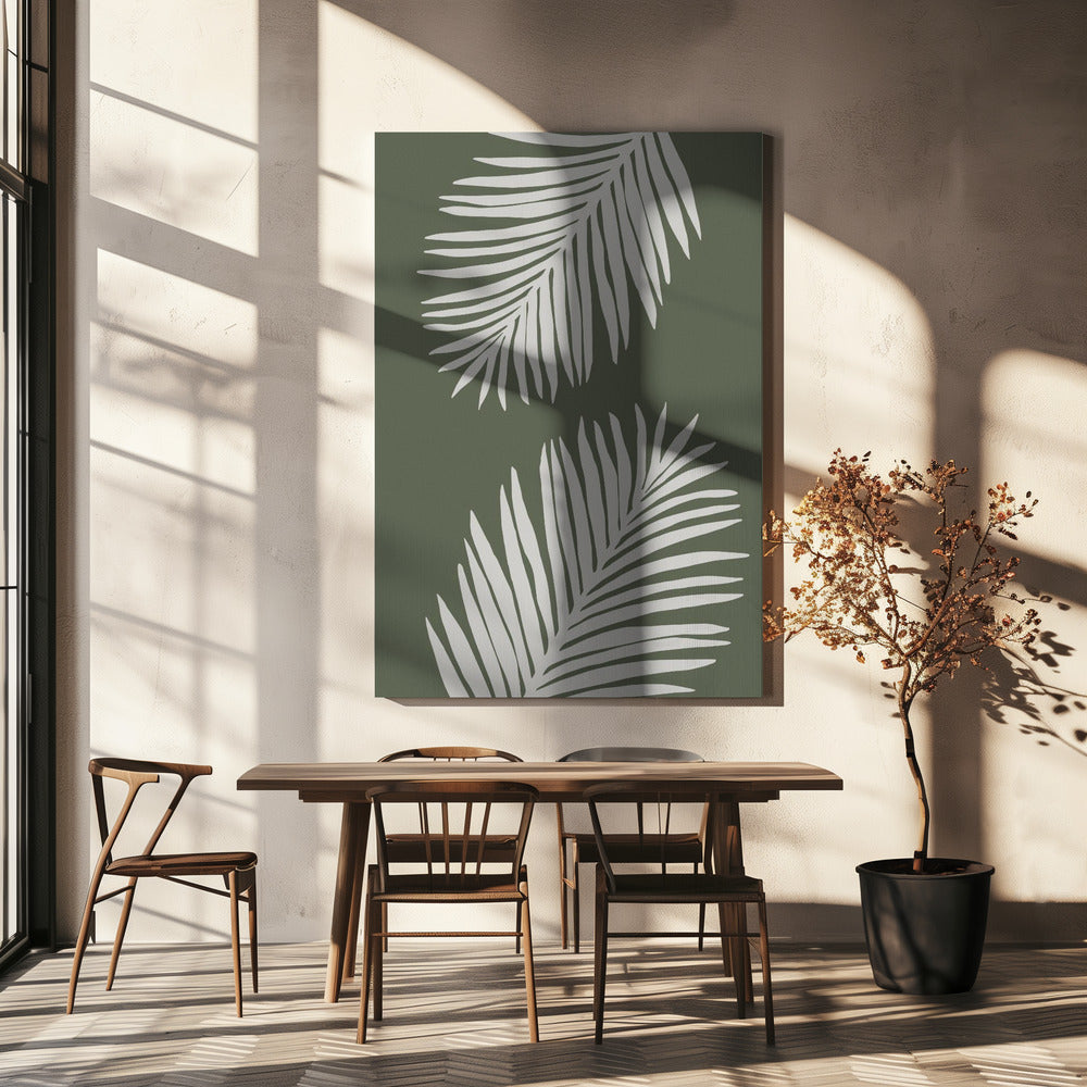 PALM LEAF 06 GREEN WHITE | Canvas