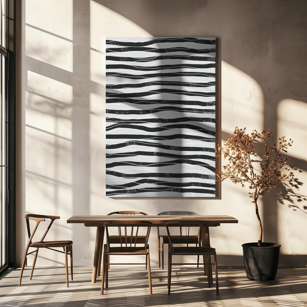 Black and White Waves Lines | Canvas