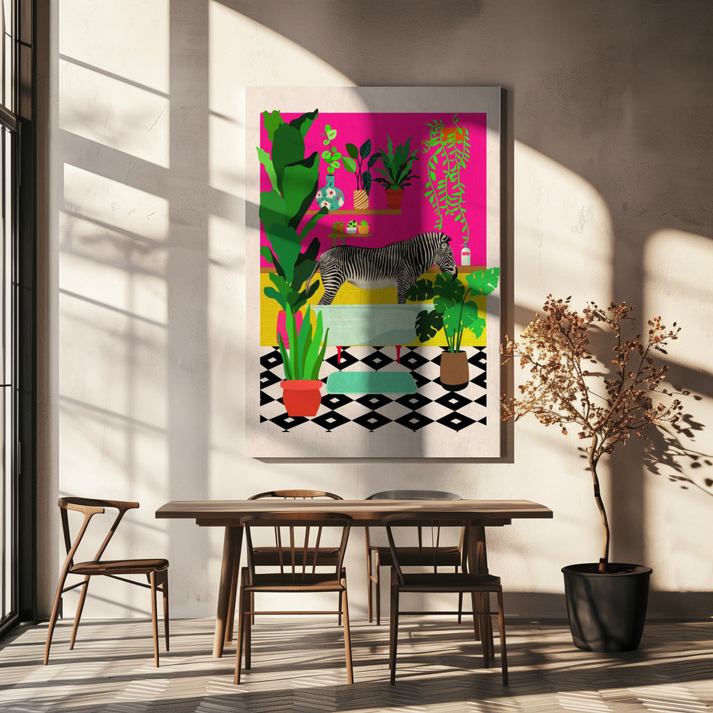 Zebra Bathtime | Canvas