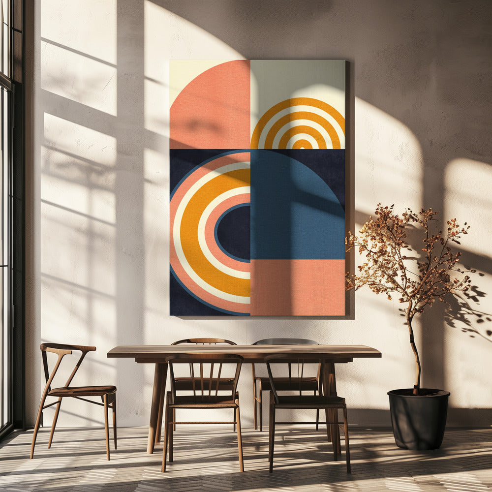 Rainbow Plus Shapes Blue Mustard9 | Canvas