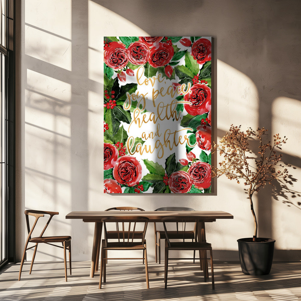 Best wishes holiday red roses | Canvas