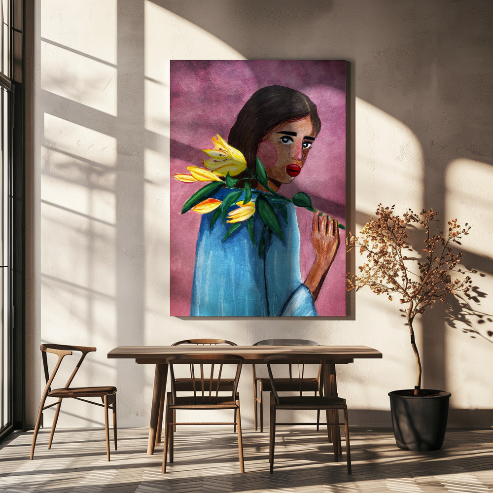 Woman With Lily | Canvas