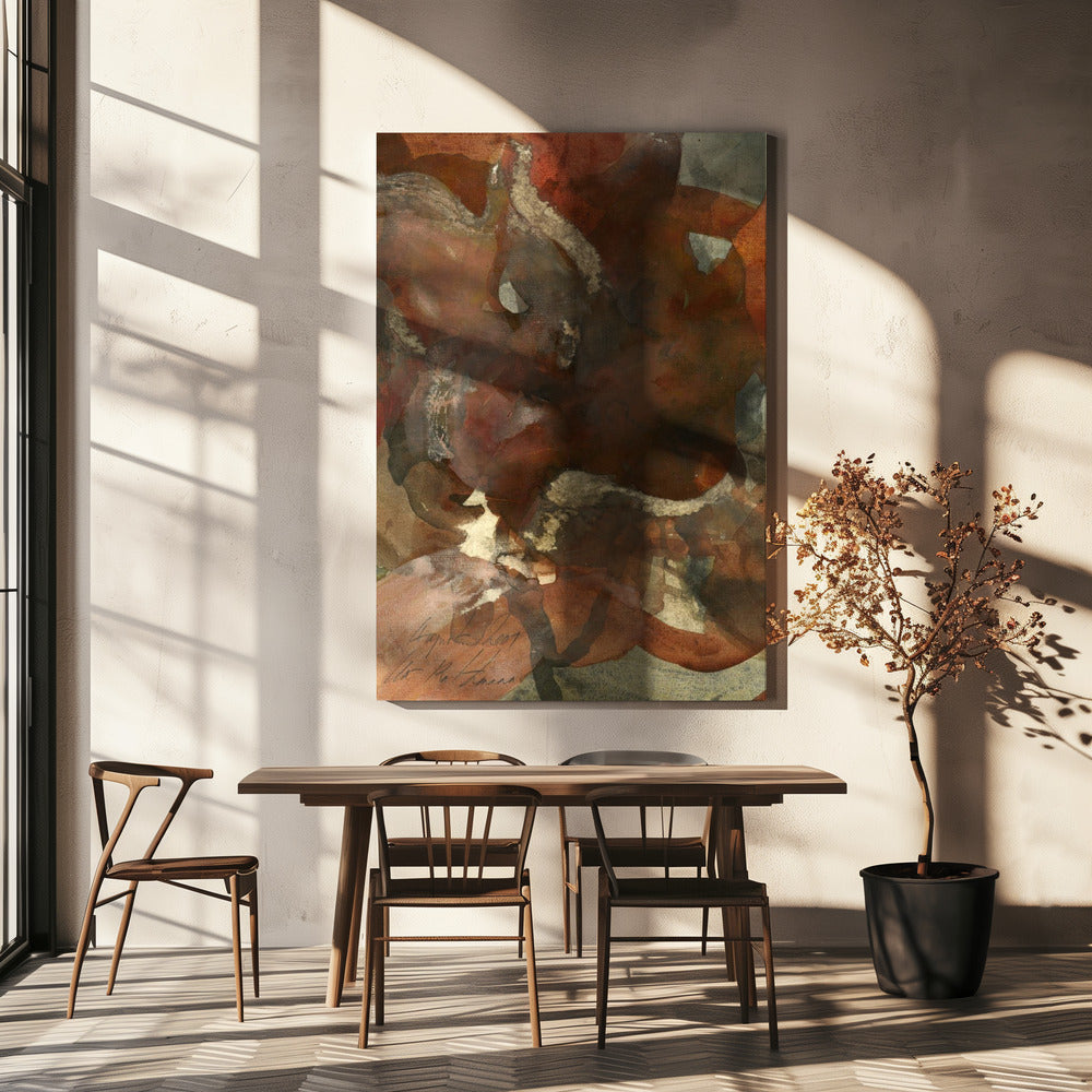 Organic Shapes in Earthy Tones of Brown and Green | Canvas