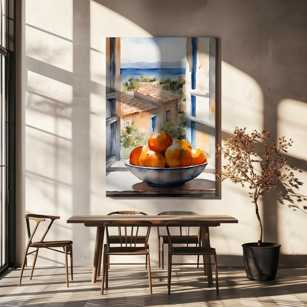 Orangenschale im Fenster | Canvas