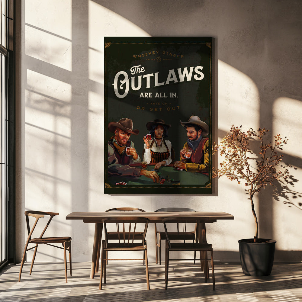 Outlaws Are All In Cool Cowboy Poker Art | Canvas