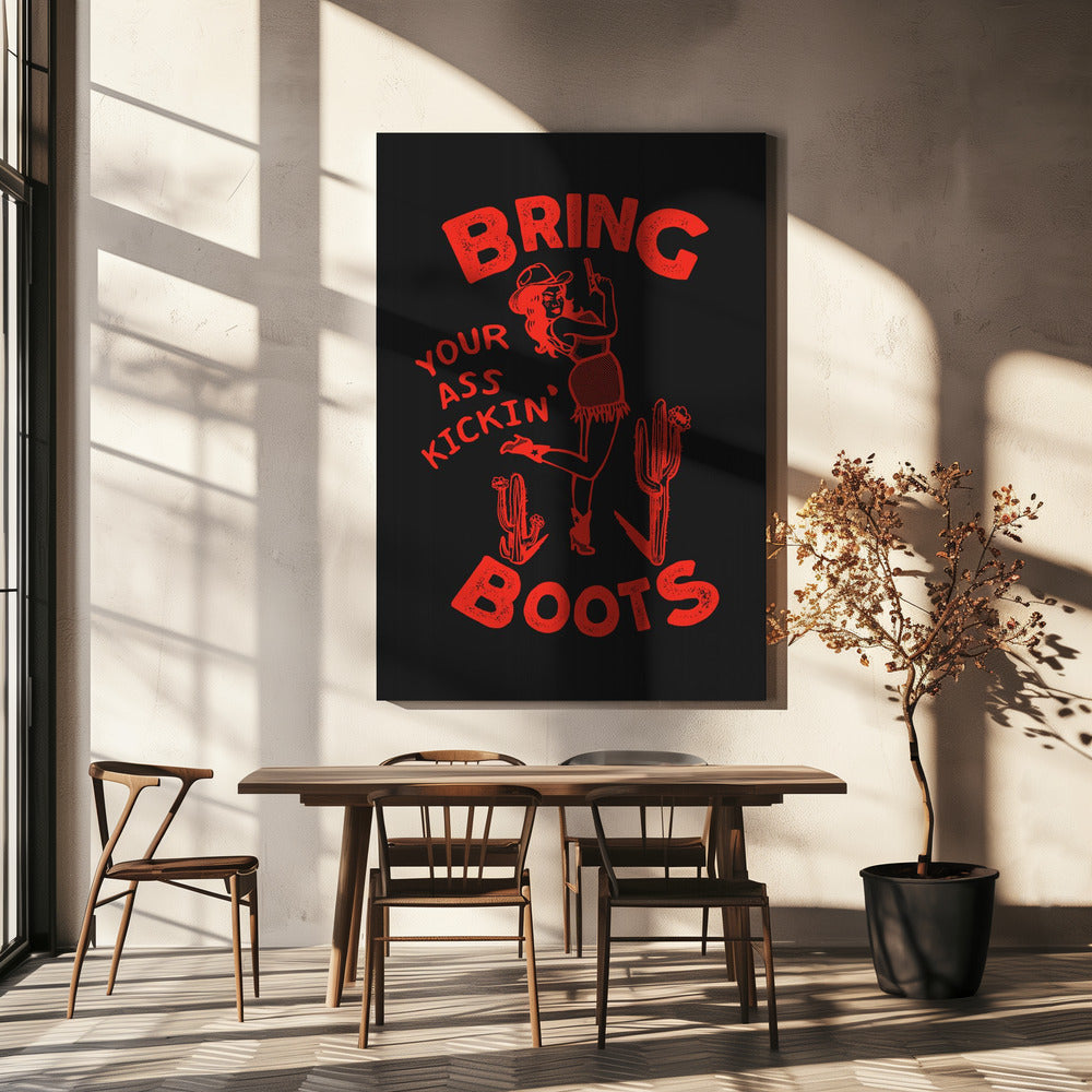Ass Kicking Boots Funny Western Cowgirl | Canvas