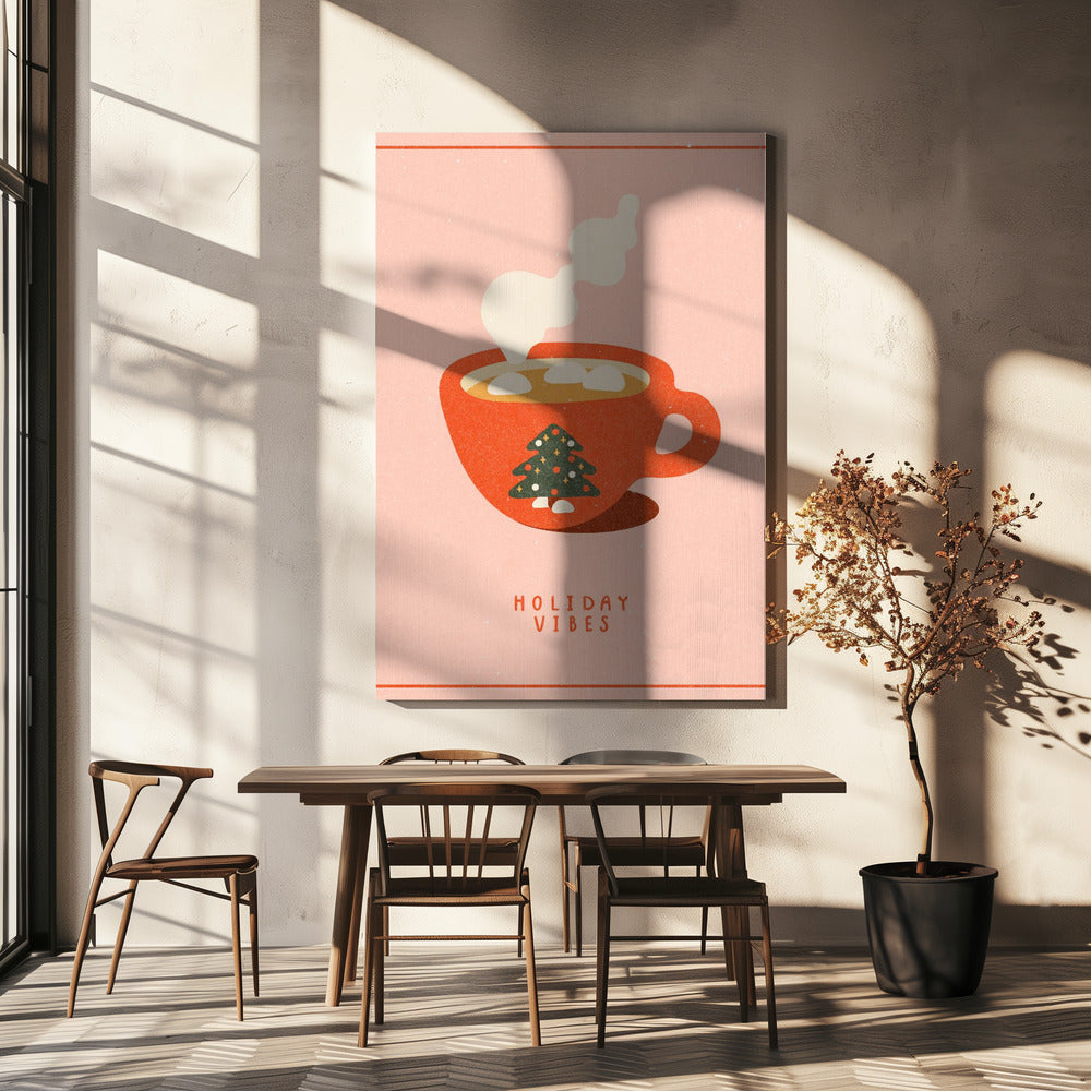 Holiday vibes. A mug of hot cocoa for Christmas | Canvas