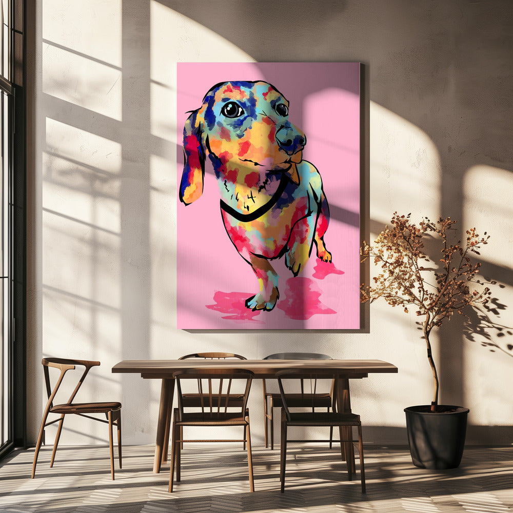 Rainbow Pup, Cute and Colorful Dog | Canvas