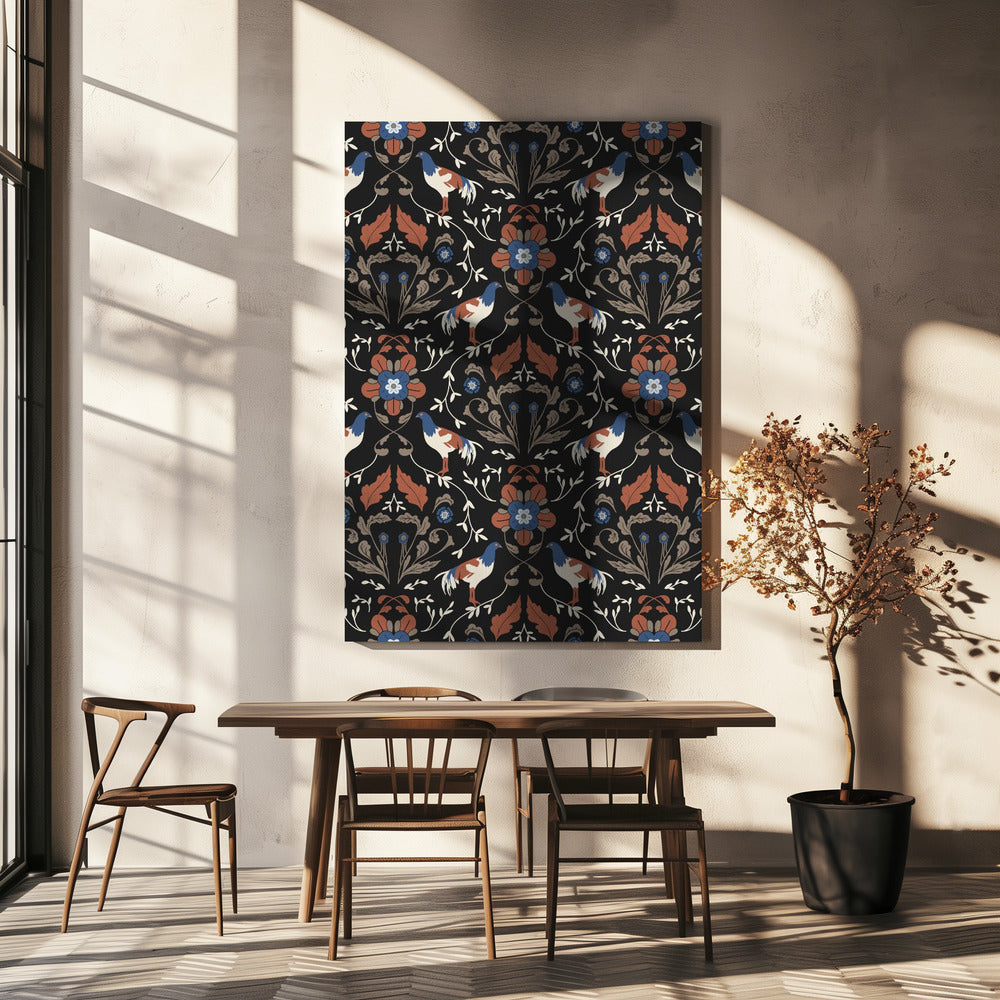 Roosters Beige Pattern | Canvas