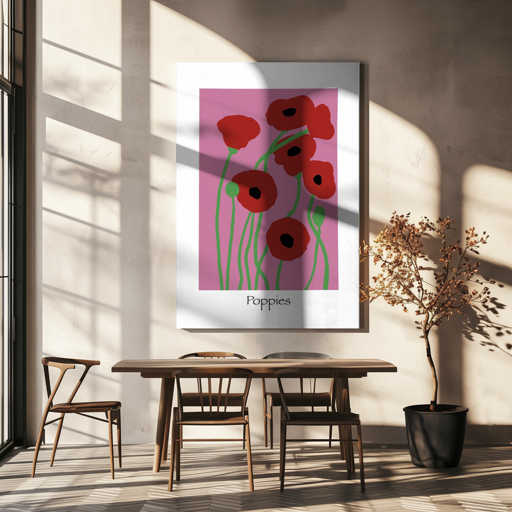 Poppies Flowers pink and red | Canvas