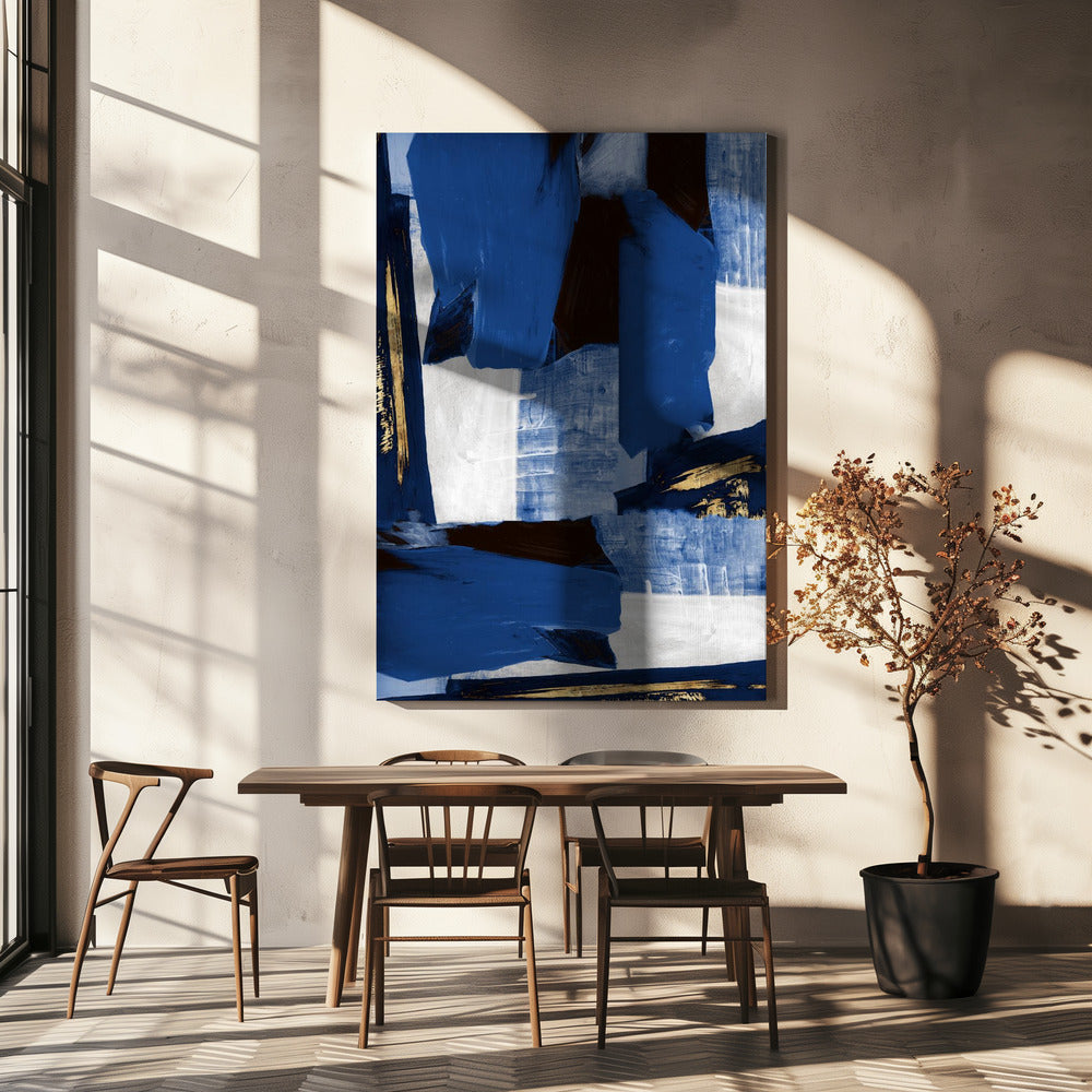 Navy Gold Shapes 1 | Canvas