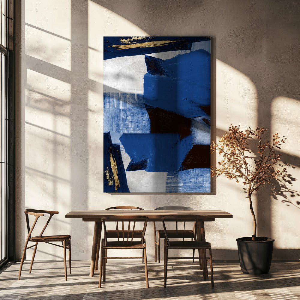 Navy Gold Shapes 2 | Canvas