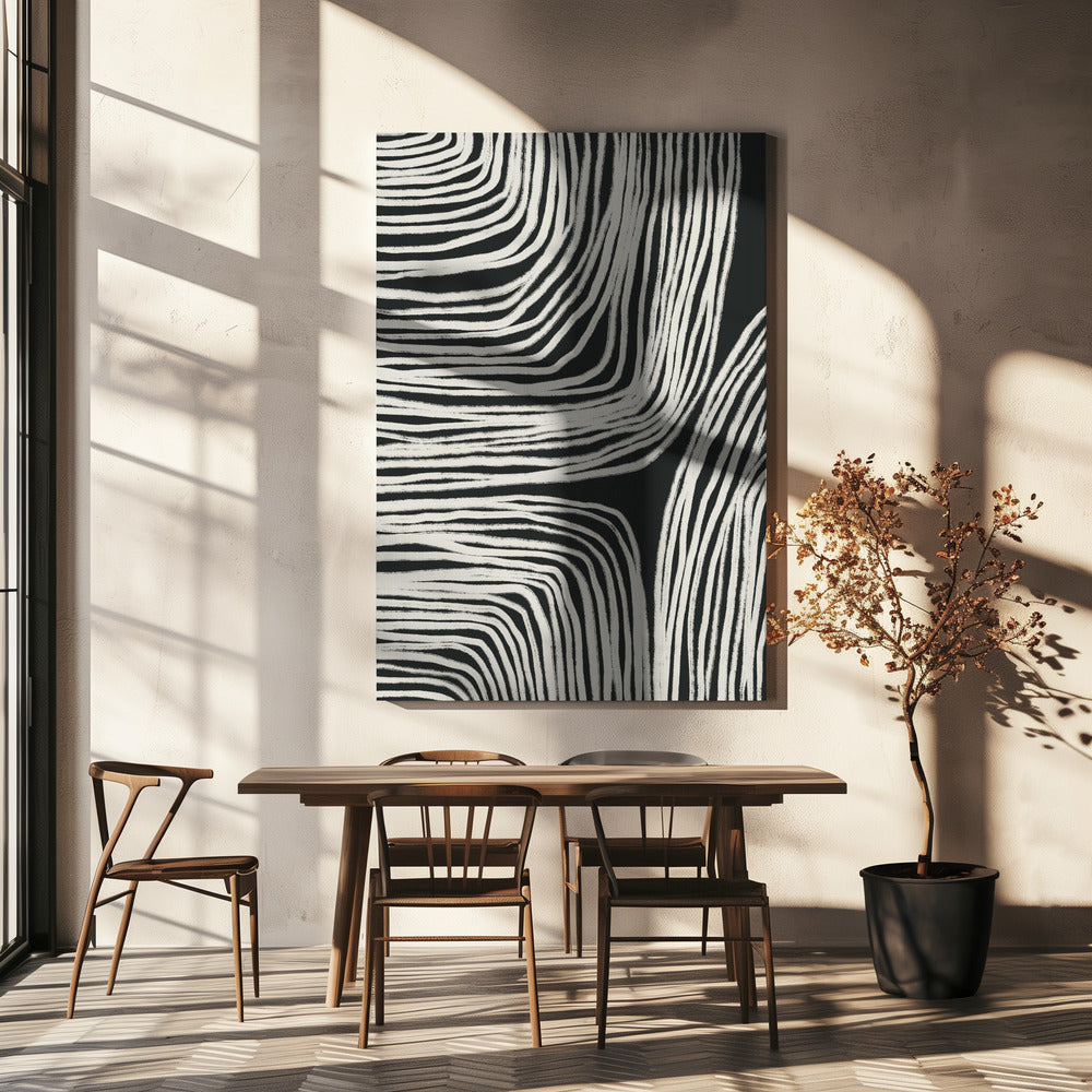 Monochrome Organic Wavy Lines | Canvas