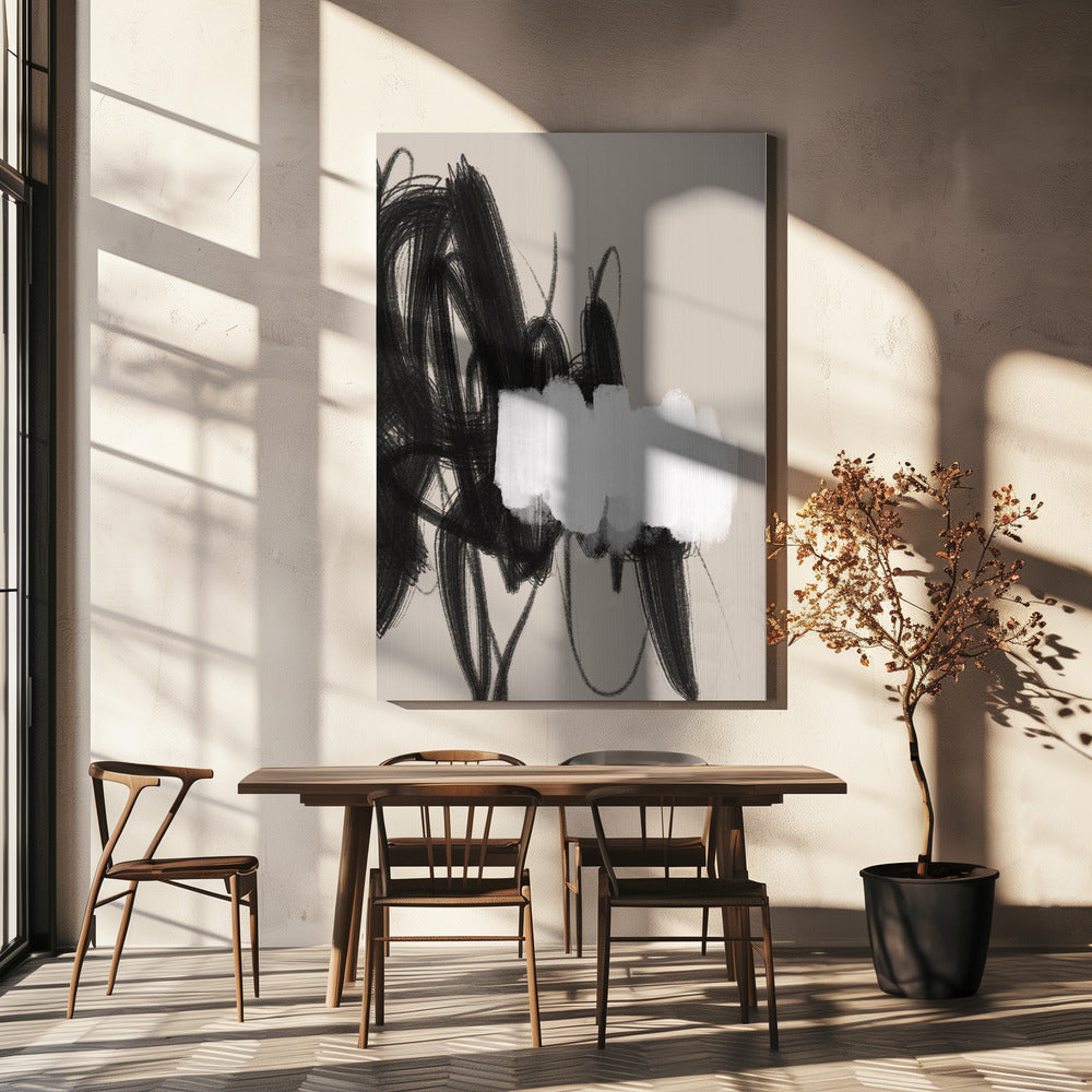 Expressive Black and White Brushstrokes | Canvas