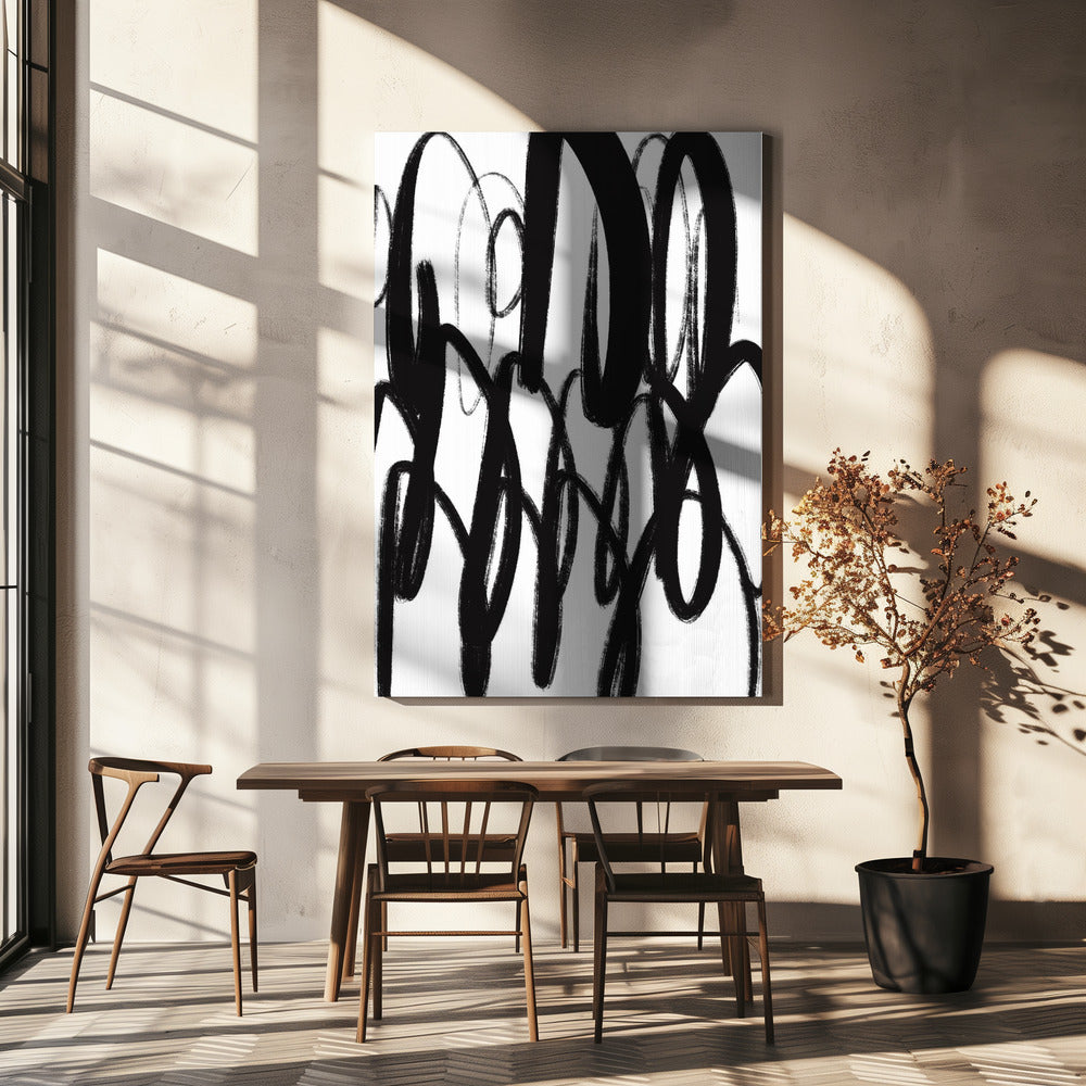 Black and White Brushstrokes | Canvas