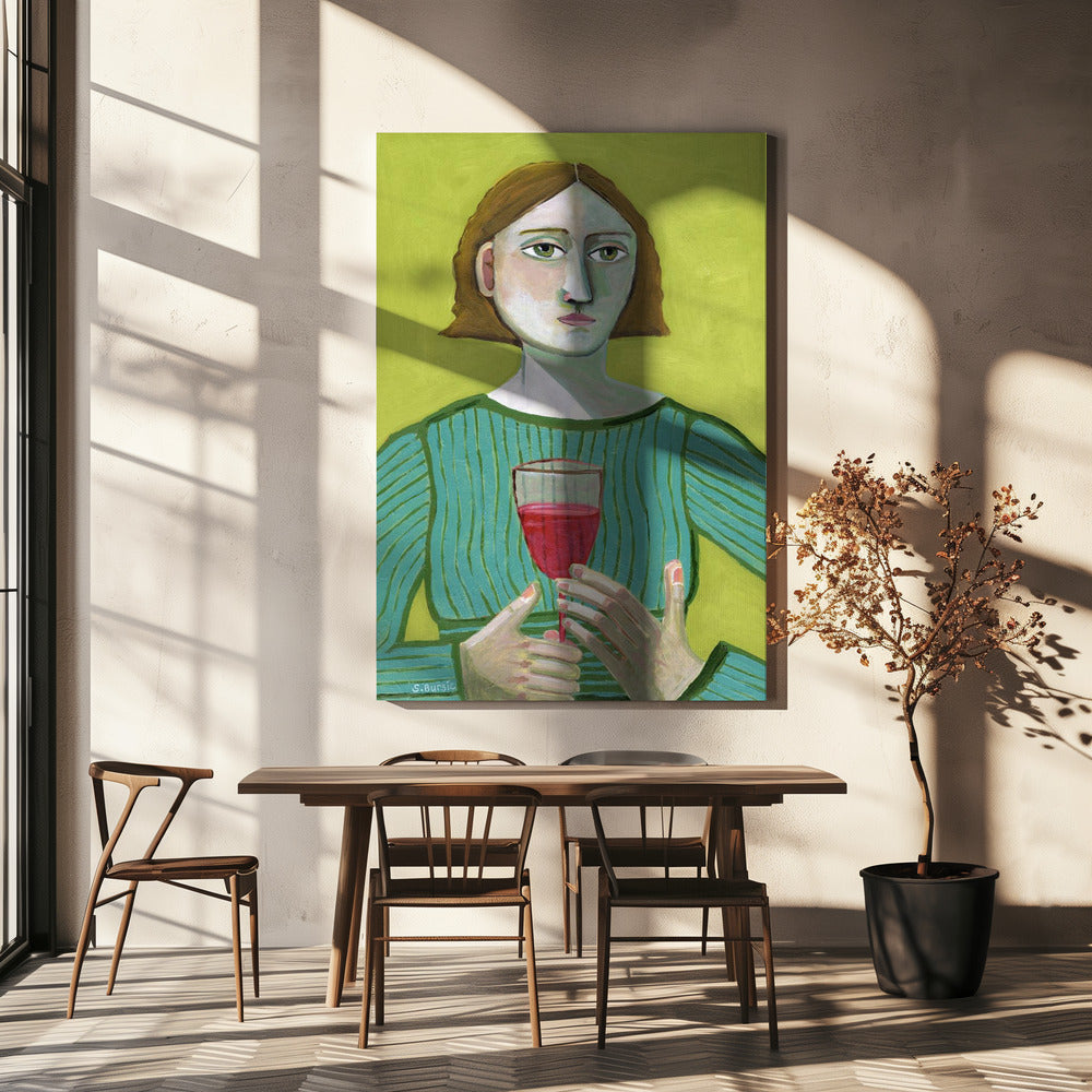 Lady with Red Wine | Canvas
