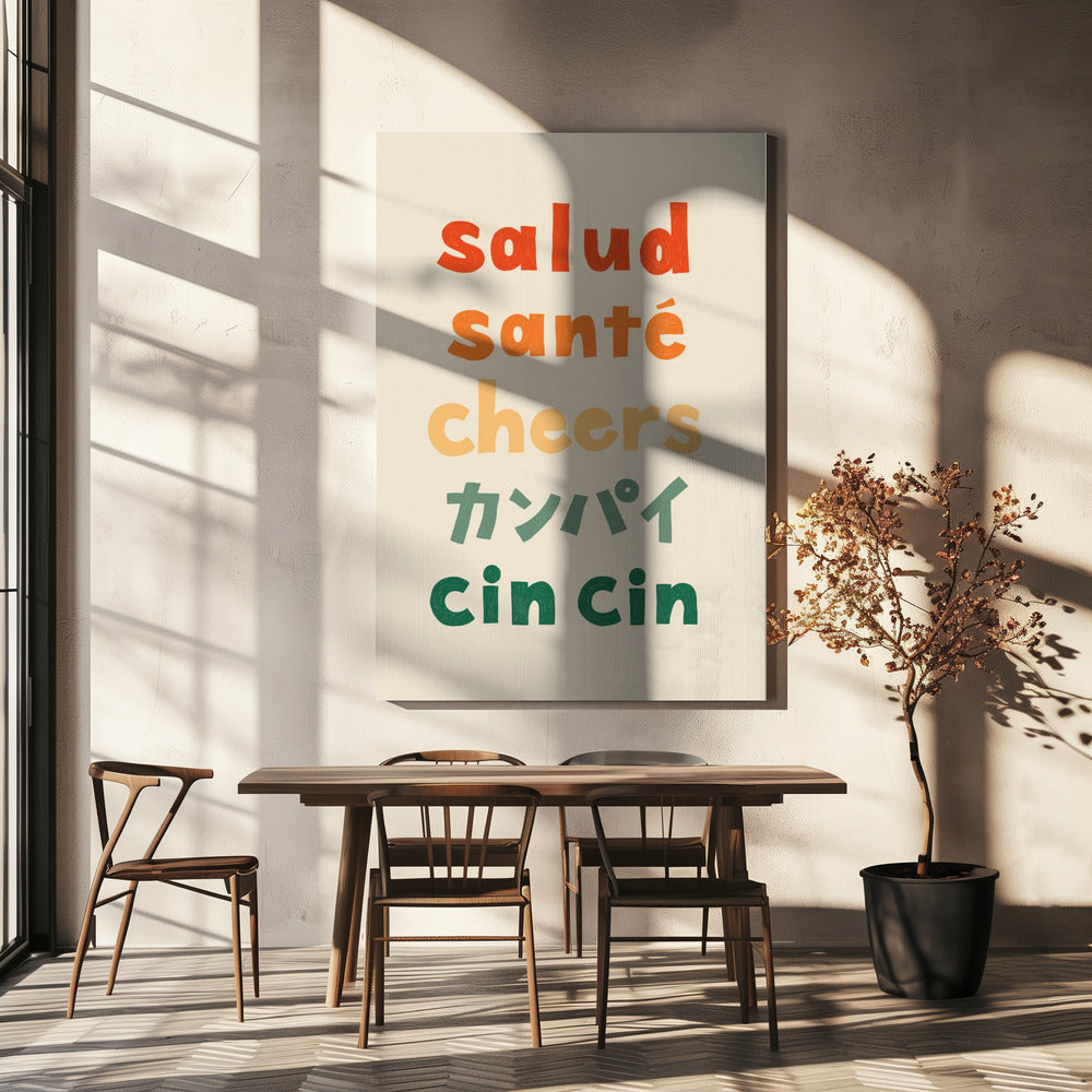 Cheers Typography - Salud Santé Cheers Kanpai Cin cin | Canvas