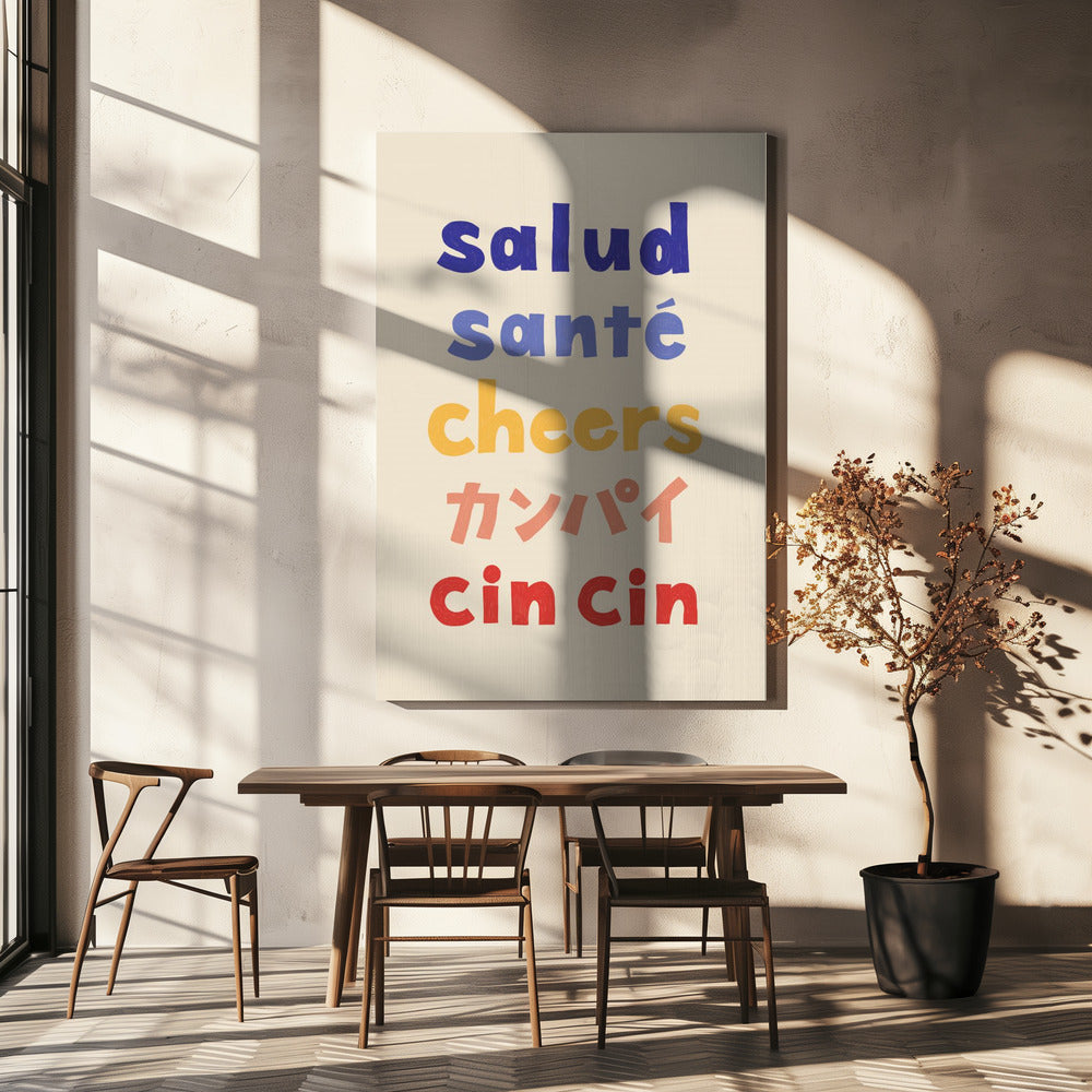 Cheers Typography - Salud Santé Cheers Kanpai Cin cin | Canvas