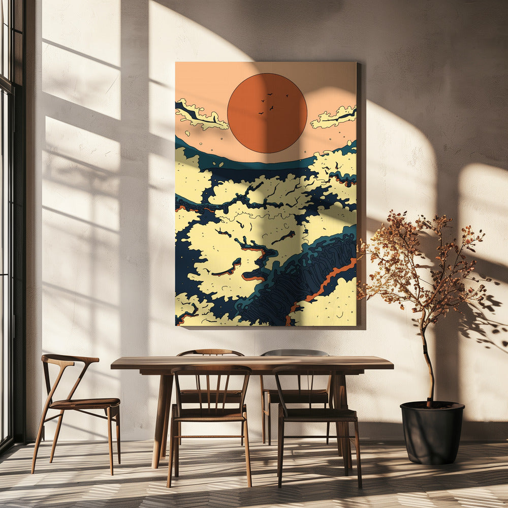 Abstract Japanese Sunset | Canvas