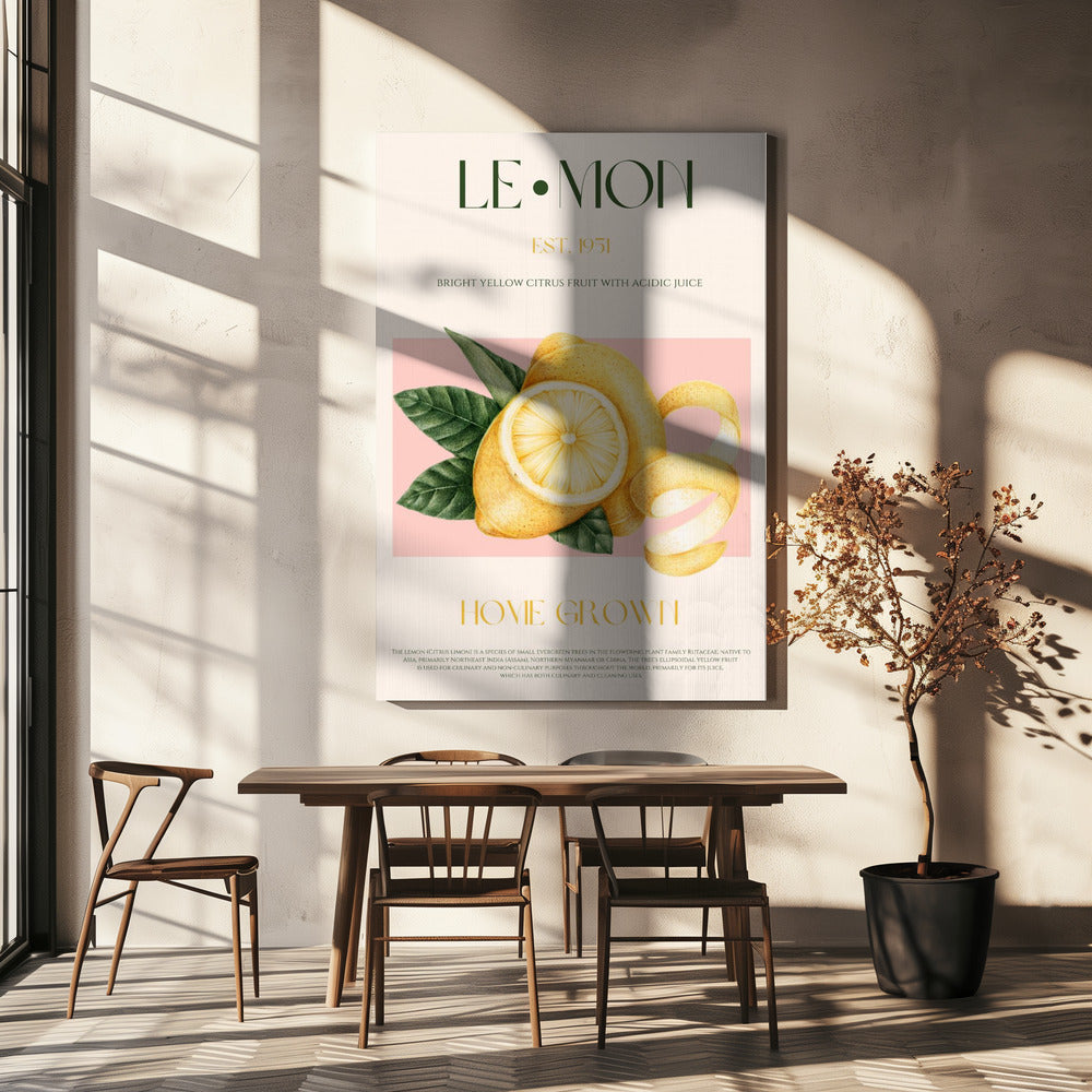 Vintage Style Sliced Lemon With Leaves | Canvas