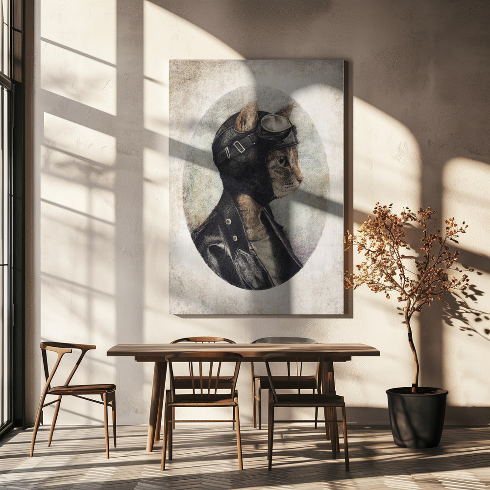 Stylish Cat Wearing A Leather Jacket | Canvas