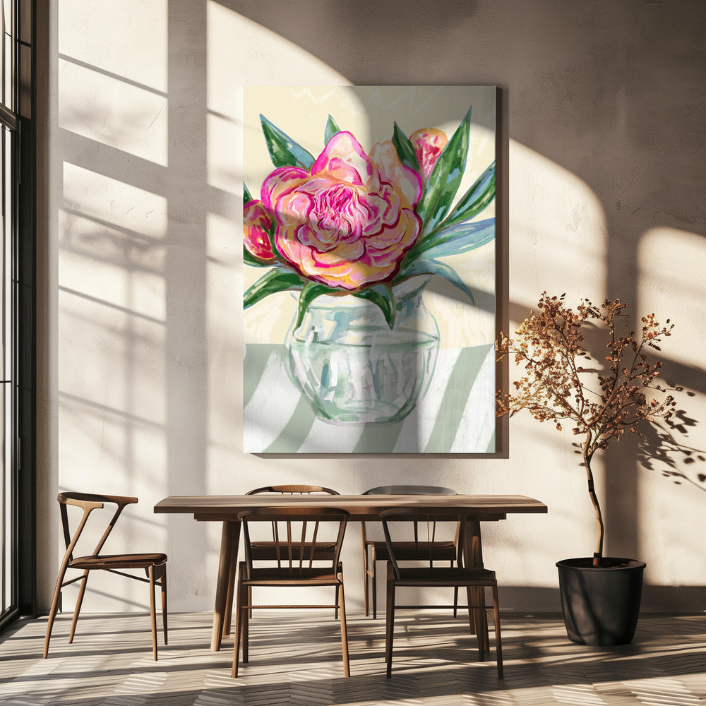 Peony in Glass Vase | Canvas